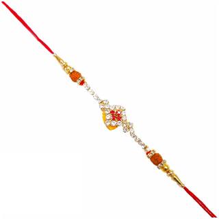 Purvani Designer set of 1 Pearl / Rudraksh / OM / Swastik / Crystal / Ganesha / Beads / Rakhi for Men  / Boys / Brother, Rakhi Card with Roli Chawal
