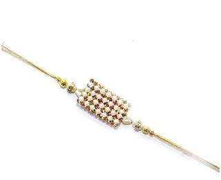 Purvani Designer set of 1 Pearl / Rudraksh / OM / Swastik / Crystal / Ganesha / Beads / Rakhi for Men  / Boys / Brother, Rakhi Card with Roli Chawal
