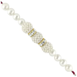 Purvani Designer set of 1 Pearl / Rudraksh / OM / Swastik / Crystal / Ganesha / Beads / Rakhi for Men  / Boys / Brother, Rakhi Card with Roli Chawal