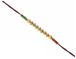 Purvani Designer set of 1 Pearl / Rudraksh / OM / Swastik / Crystal / Ganesha / Beads / Rakhi for Men  / Boys / Brother, Rakhi Card with Roli Chawal