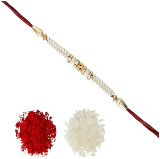 Purvani Ethnic Designer Rakhi Set for Brother | Rakhi Combo (Roli, Chawal, Mishri) -301