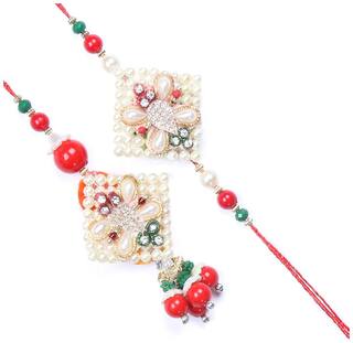 Purvani Ethnic Designer Rakhi Set for Brother | Rakhi Combo (Roli, Chawal, Mishri) -307