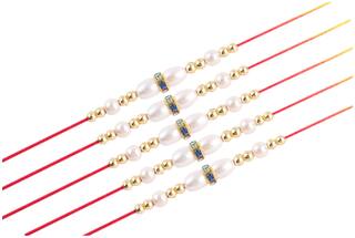 Purvani Handmade pack of 5 Designer Rakhi with Pooja Accesory