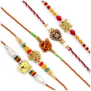 Purvani  pack of 5 Designer Rakhi with Roli Chawal