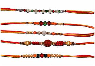 Purvani  pack of 5 Designer Rakhi with Roli Chawal