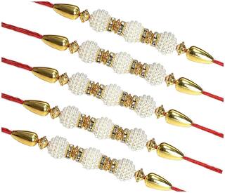 Purvani  pack of 5 Designer Rakhi with Roli Chawal