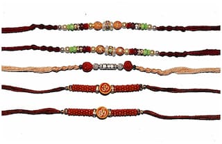 Purvani Rakhi Exclusive Designer Rakhi (Pack of 5) with Roli Chawal & Rakhi Card
