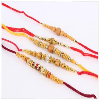 Purvani Rakhi Set Multicolor pack of 5 Designer Rakhi with Pooja Accesory