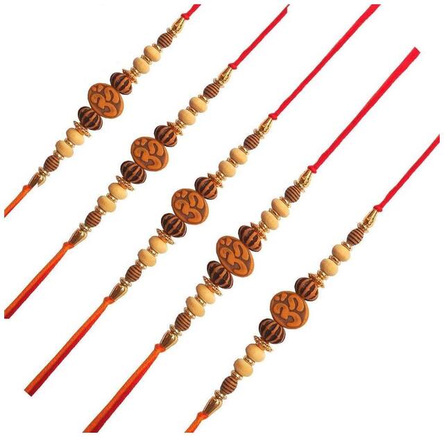 Purvani Rakhi Exclusive Designer Rakhi (Pack of 5) with Roli Chawal & Rakhi Card