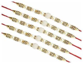 Purvani Rakhi Exclusive Designer Rakhi (Pack of 5) with Roli Chawal & Rakhi Card