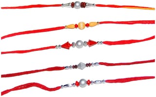 Purvani Rakhi Exclusive Designer Rakhi (Pack of 5) with Roli Chawal & Rakhi Card