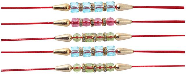 Purvani Rakhi Exclusive Designer Rakhi (Pack of 5) with Roli Chawal & Rakhi Card