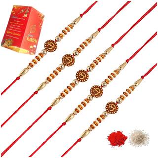 Purvani Rakhi Exclusive Designer Rakhi (Pack of 5) with Roli Chawal & Rakhi Card