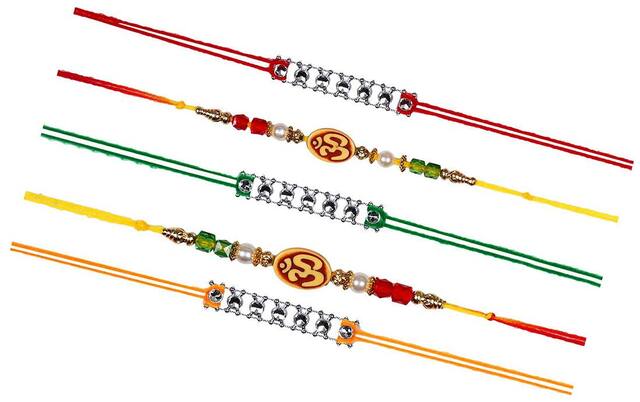 Purvani Rakhi Exclusive Designer Rakhi (Pack of 5) with Roli Chawal & Rakhi Card