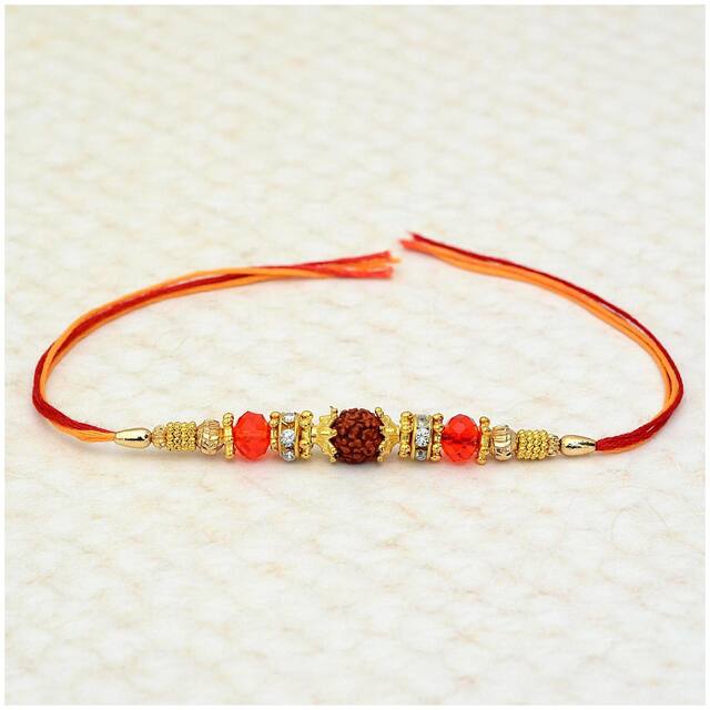 Purvani Rakshabandhan Special Rakhi Combo - Traditional Rakhi set of 1 with Rakhi Card, Roli Chawal