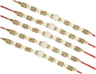 Purvani Rakshabandhan Special Designer Rakhi Combo of 5 Rakhi, Rakhi Card with Roli Chawal