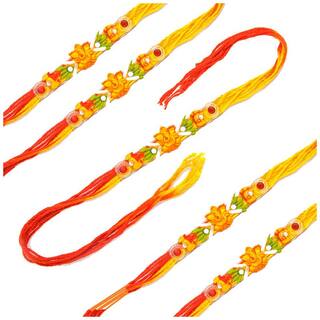 Purvani Rakshabandhan Special Rakhi Combo (Set of 5) with Roli Chawal & Rakhi Card
