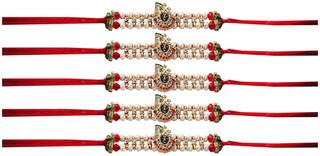 Purvani Rakshabandhan Special Rakhi Combo (Set of 5) with Roli Chawal & Rakhi Card