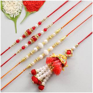 Purvani Rakshabandhan Special Rakhi Combo (Set of 5) with Roli Chawal & Rakhi Card