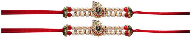 Purvani Set of 2 Rakhi / Rakhi for Brother with Rakhi Card & Roli Chawal