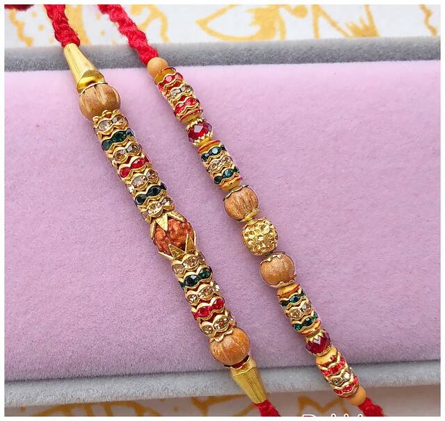 Purvani Set of 2 Rakhi / Rakhi for Bhabhi with  Roli Chawal