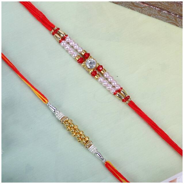 Purvani Set of 2 Rakhi / Rakhi for Brother with Rakhi Card & Roli Chawal
