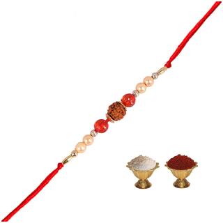 Purvani Set of 1 Rakhi / Rakhi for Brother with Rakhi Card & Roli Chawal