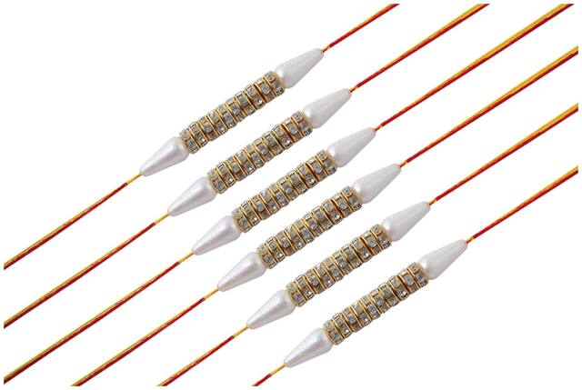 Purvani Set of 6 Rakhi / Rakhi for Brother with Rakhi Card & Roli Chawal