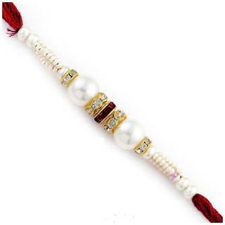 Purvani Set of 1 Rakhi /Pearl/Rudraksha/Om/Ganesh/Swastika/Crystal/Brother Rakhi with Rakhi Card & Roli & Chawal
