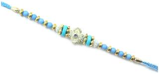Purvani Set of 1 Rakhi /Pearl/Rudraksha/Om/Ganesh/Swastika/Crystal/Brother Rakhi with Rakhi Card & Roli & Chawal