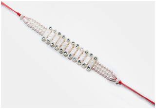 Purvani Set of 1 Rakhi /Pearl/Rudraksha/Om/Ganesh/Swastika/Crystal/Brother Rakhi with Rakhi Card & Roli & Chawal