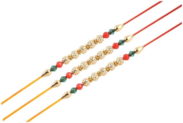 Purvani Set of 3 Rakhi / Rakhi for Brother with Rakhi Card & Roli Chawal