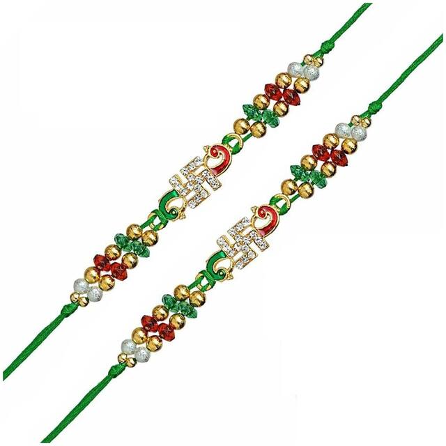 Purvani Set of 2 Rakhi / Rakhi for Brother with Rakhi Card & Roli Chawal