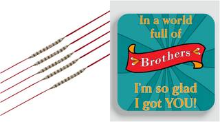 Purvani set of 5 Rakhi / Rakhi for Brother / Bhaiya with Message Coaster by Sister & Roli, Chawal, Rakhi Card