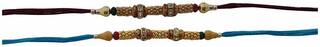 Purvani Set of 2 Rakhi / Rakhi for Brother with Rakhi Card & Roli Chawal