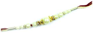 Purvani Set of 1 Rakhi /Pearl/Rudraksha/Om/Ganesh/Swastika/Crystal/Brother Rakhi with Rakhi Card & Roli & Chawal