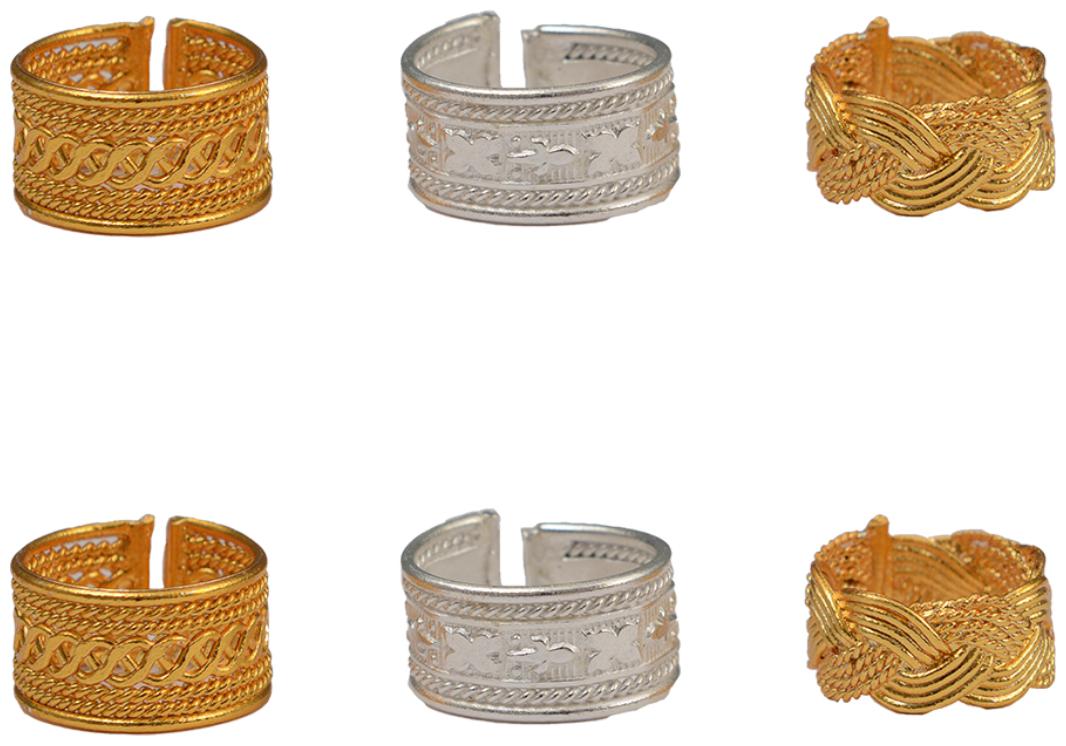 

Rabia Taj Pearl Arts Traditional 3 Pairs Toe Rings