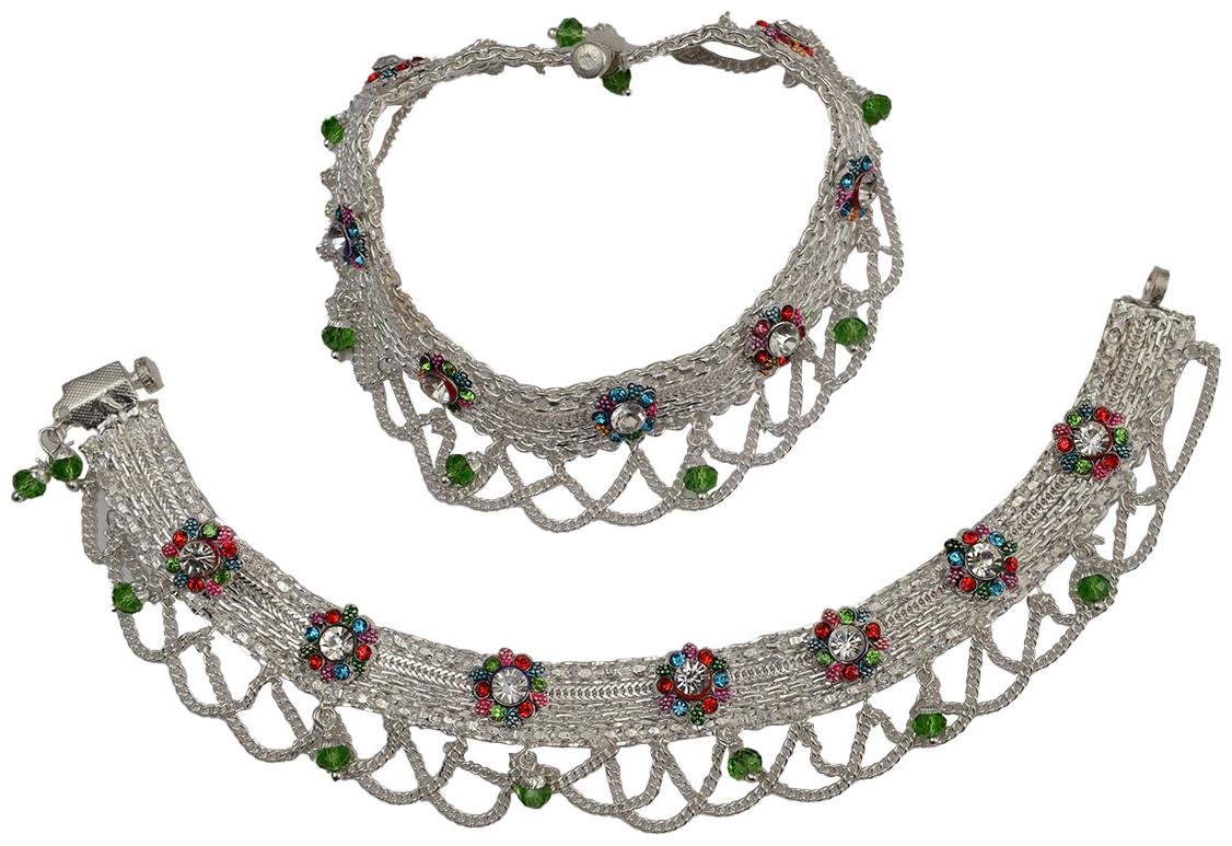 

Rabia Taj Pearl Arts Silver Plated Traditional Anklets