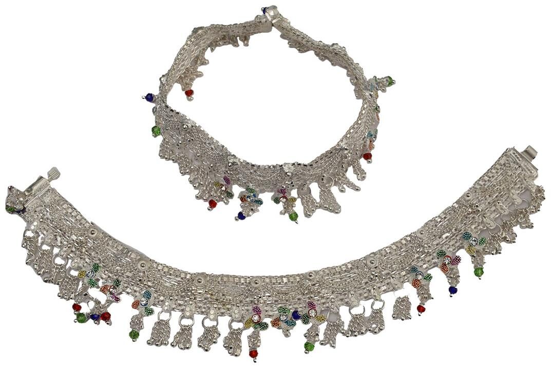 

Rabia Taj Pearl Arts Silver Plated Traditional Anklets