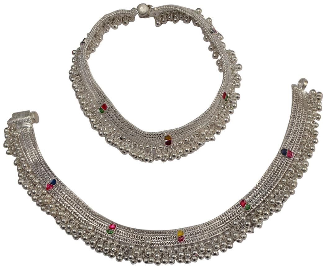 

Rabia Taj Pearl Arts Silver Plated Traditional Anklets