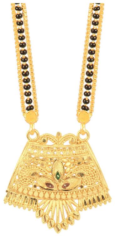 

RADHEKRISHNA golden color alloy material beautiful long fold over head 24 inch mangalsutra