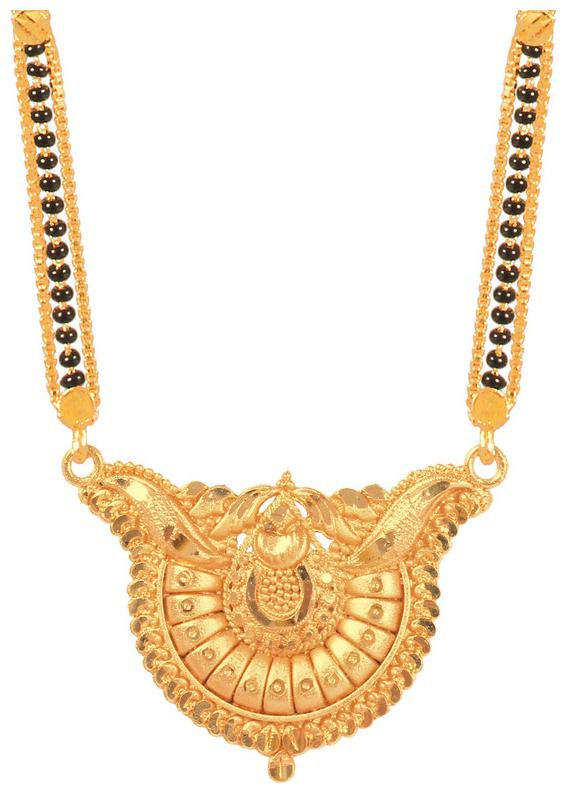 

RADHEKRISHNA golden color alloy material beautiful long fold over head 24 inch mangalsutra