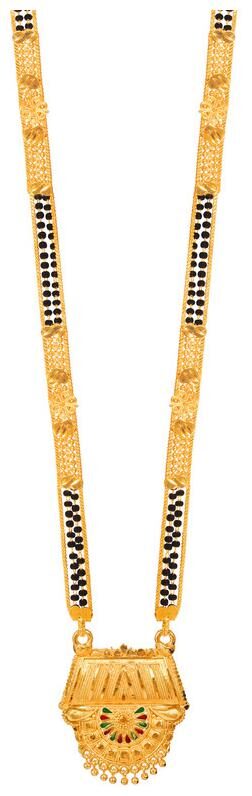 

Radhekrishna Golden Color Alloy Material Beautiful Long Fold Over Head 24 Inch Mangalsutra