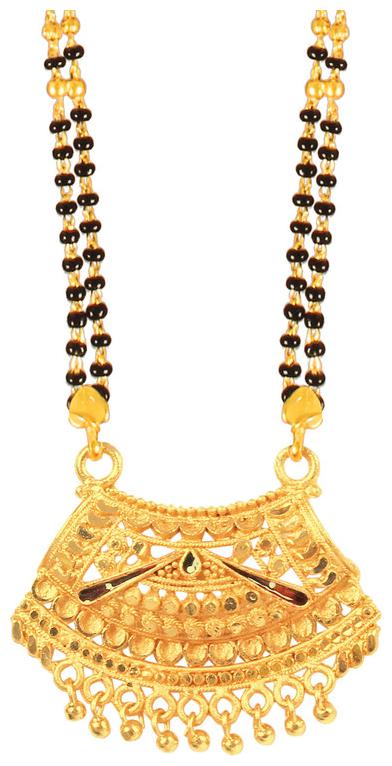 

RADHEKRISHNA golden color alloy material beautiful long fold over head 24 inch mangalsutra