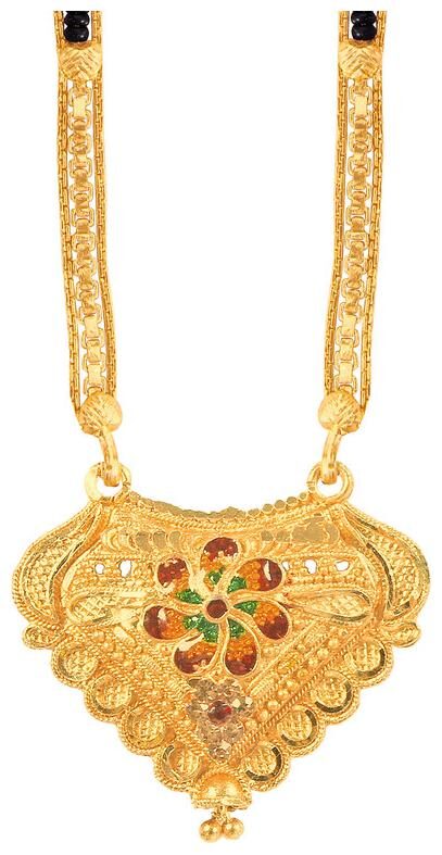 

RADHEKRISHNA golden color alloy material beautiful long fold over head 24 inch mangalsutra