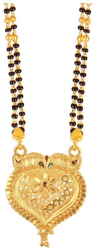 

RADHEKRISHNA golden color alloy material beautiful long fold over head 24 inch mangalsutra