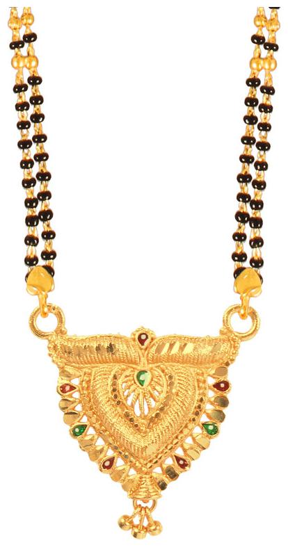 

RADHEKRISHNA golden color alloy material beautiful long fold over head 24 inch mangalsutra
