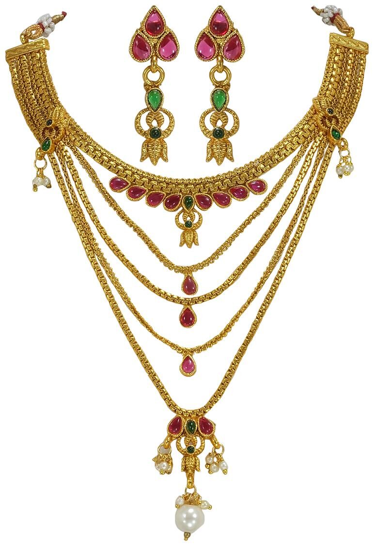 

Rajkanya Gold Plated Long Set