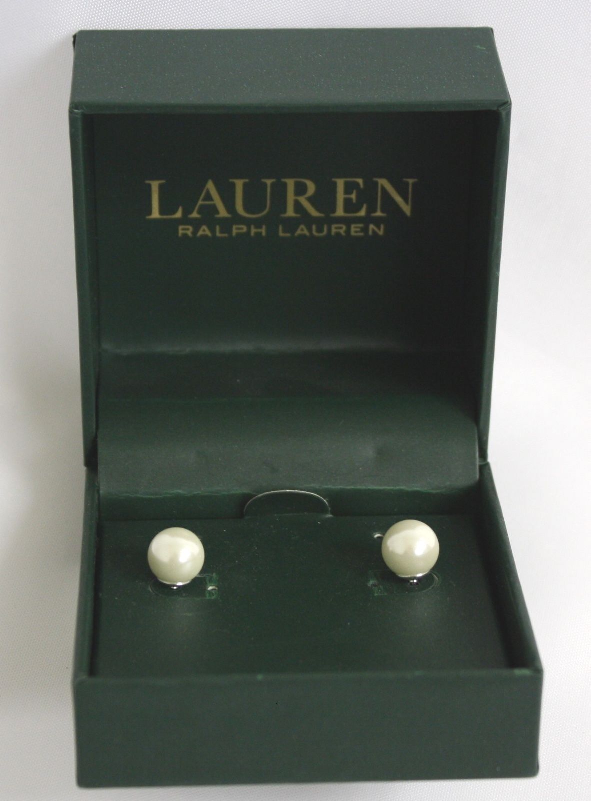 

Ralph Lauren Earrings Faux Pearl Studs NIB White RET 64 USD