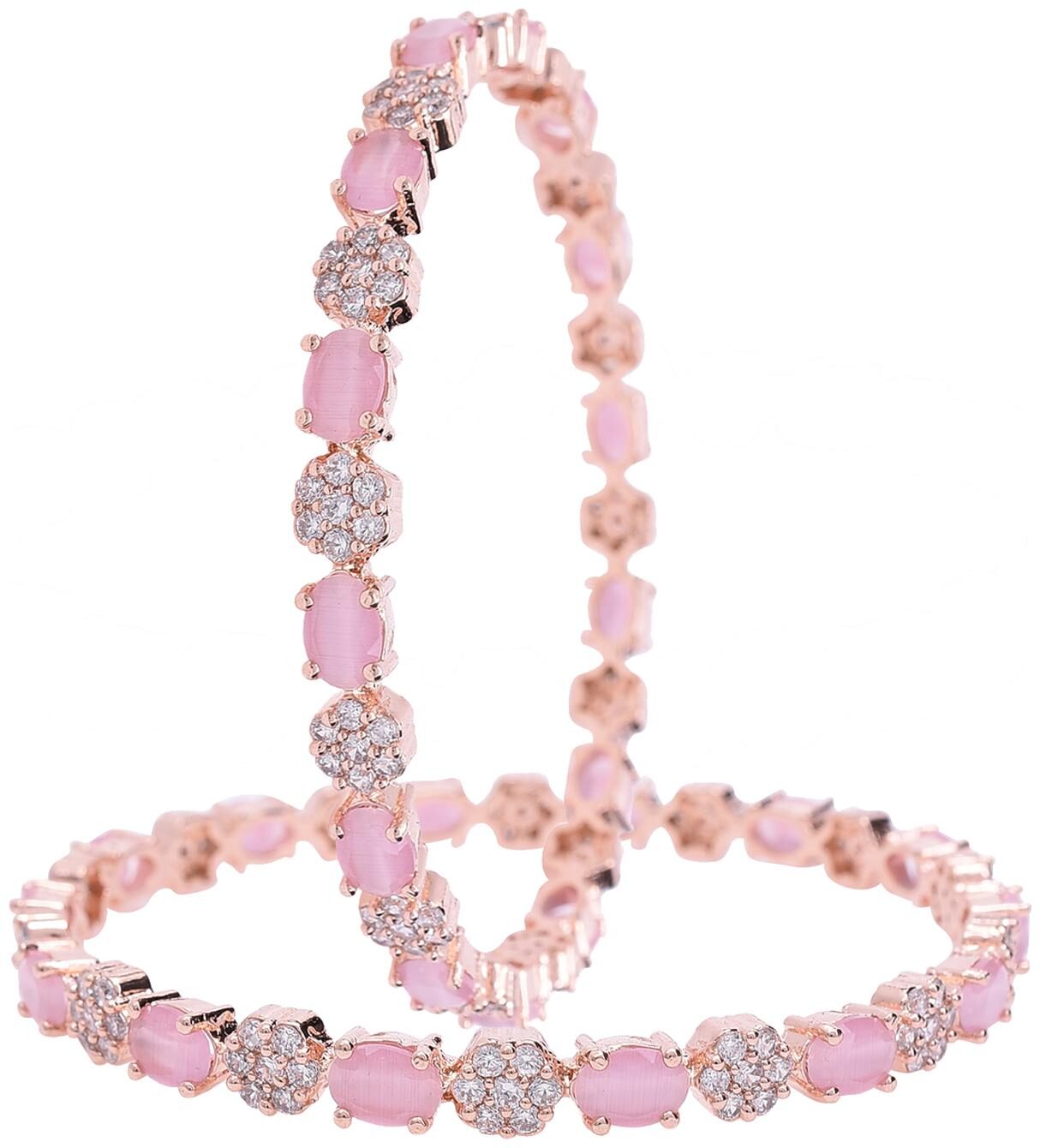 

Ratnavali Jewels Metal Rose Gold And American Diamond Bangle For Women Girls
